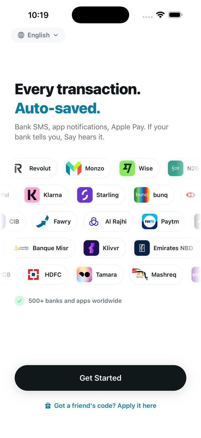 Banks and apps Say reads